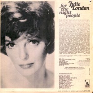 Julie London: For The Night Peoplen takakansi (Liberty 1966).